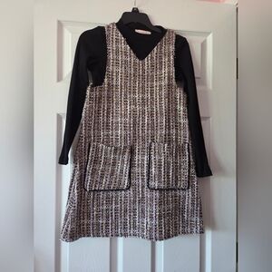 Girls Biscotti Black Tweed Dress Size 8
